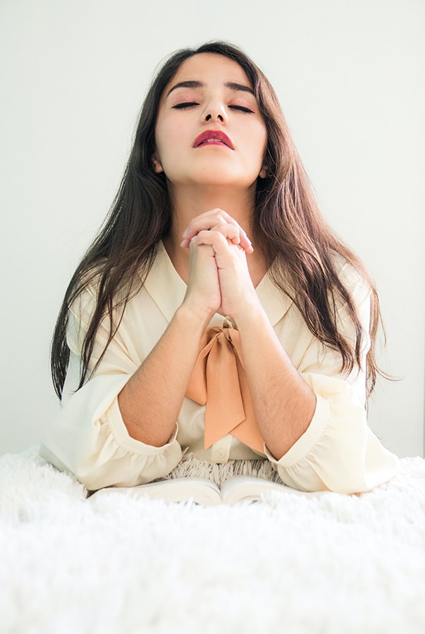 how to pray for your husband - long-haired girl in white