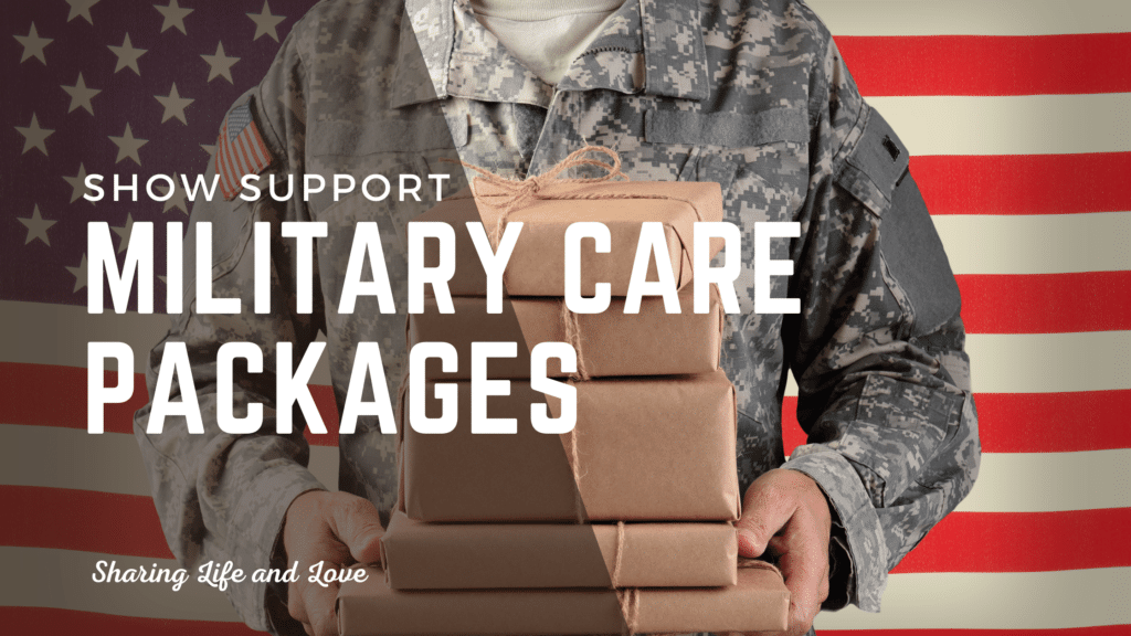 64 - military care packages - flag and soldier with packages