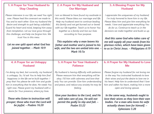 how to pray for your husband printable prayer cards