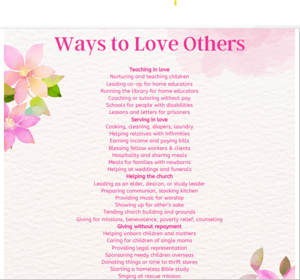 beautiful list ways to love others printable pdf