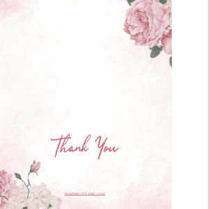 thank you card pink roses