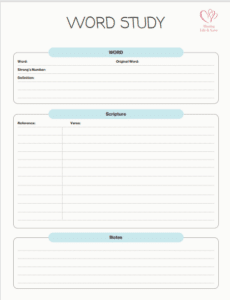 Free Word Study Worksheet PDF (1 Page) - Sharing Life and Love