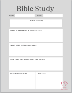 Inductive Bible Study Worksheet (1-Page) - Sharing Life and Love