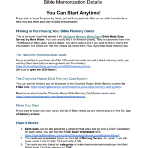 Bible Memorization Details