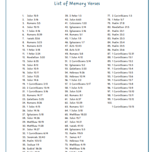list of memory verses